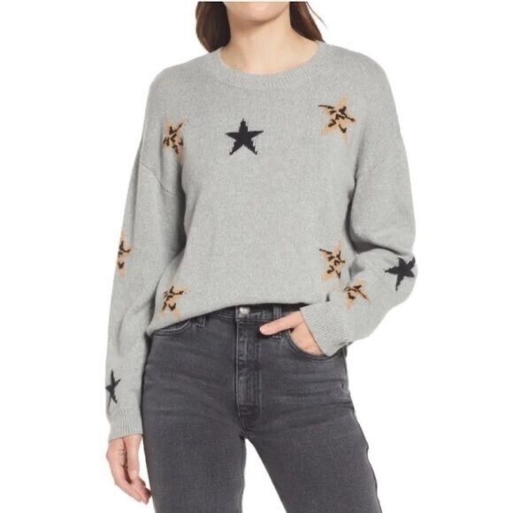 Rails Sweaters - Rails Women Perci Sweater Heather Grey Animal Stars SZ XL